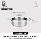 BRA COOKWARE Profesional 18/10 Stainless Steel Stock Pot w/Glass Lid | 9.5 Inch - Image 3