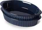 LEETOYI Porcelain Small Oval Au Gratin Pans, Baking Dish Set by LEETOYI