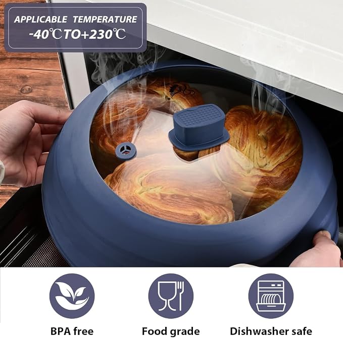 Tall Microwave Splatter Cover Glass Cover Guard Lid 6 inch Height - Image 2