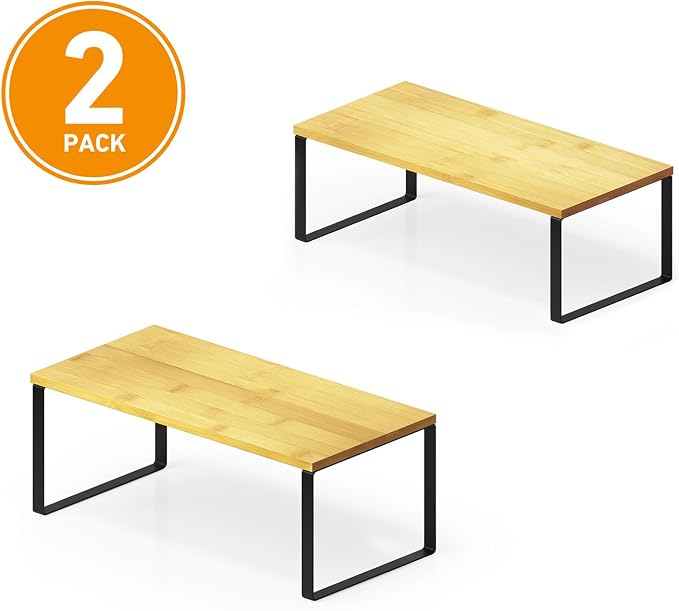 SpaceAid Cabinet Shelf Organizers 2 Pack, Kitchen Counter Rack Shelves Riser - Image 7