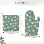 Oven Mitts and Pot Holders Daisy Flower Green Silicone Kitchen Accessories Set - Image 3