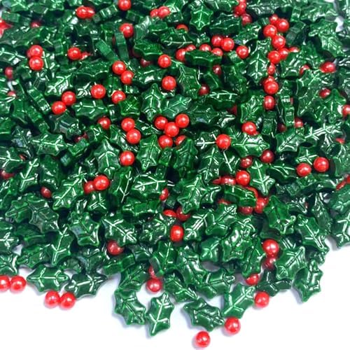 Sentovac Holly Berry Sprinkles Christmas Red and Green Holiday Sprinkles Edible for Cake Decorating Cookie Cupcake Topper Baking Decorations Halloween Christmas Supplies - Image 5