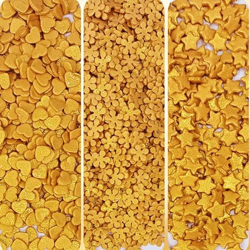 Confect Christmas Sprinkles | Gold Sprinkles | Mix Heart & Star | Flower & Snowflakes For Cake Decorating Sprinkle | Edible Sprinkle for Cupcakes - Vegan, Gluten-Free, Nut-Free, Soy-Free, Dairy-Free- 5 Oz - Image 7