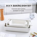 KOOV Bakeware Set, Ceramic Baking Dish Set, Rectangular Casserole Dish Set - Image 2