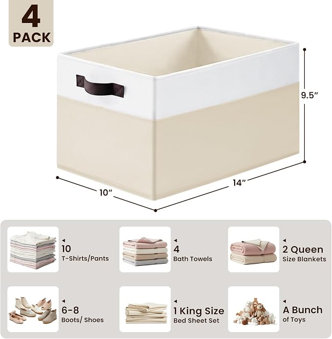 Criusia 4 Pack Baby Clothes Organizer Bins, Fabric Collapsible Storage Baskets - Image 2