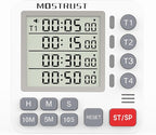 Digital Dual Kitchen Timer, 4 Channels Independent Countdown Timer, Large by MOSTRUST