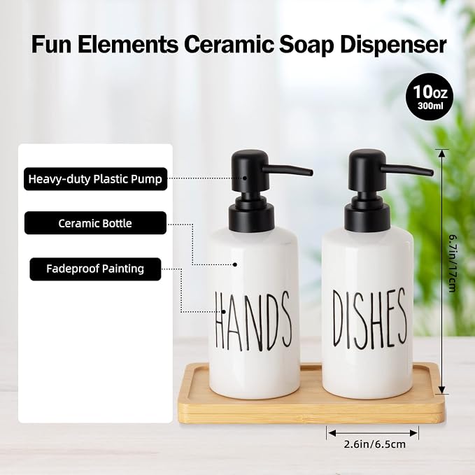 FE Dish Soap Dispenser for Kitchen, 10oz Ceramic Soap Dispenserr for Bathroom - Image 2