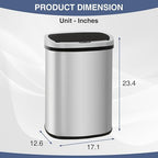 PayLessHere | 13 Gallon Stainless Steel Trash Can | Steel | Automatic Touchless - Image 7