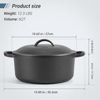 Northriver Casting 6 QT Basics Cast Iron Dutch Oven Pot - Image 2