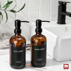 GMISUN Amber Glass Soap Dispenser, 2 Pack Bathroom Hand Soap Dispensers - Image 4