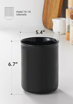 LoeJan Utensil Holder, Extra Large Utensil Crock, Stable Ceramic Utensil - Image 2