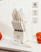 Kitchen Knife Set with Block: 14-Piece German Stainless Steel Full Tang - Image 3