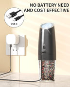 CIRCLE JOY Gravity Electric Pepper Grinder Rechargeable Salt Grinder Pepper - Image 3