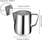 SIKEMAY Milk Frothing Pitcher Cup, 20oz/600ML Milk Frother Cup Stainless Steel - Image 2