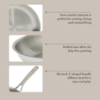 Martha Stewart Castelle Large 12" Stainless Steel Frying Pan Non Toxic Fry Pan - Image 5