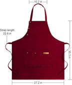 Apron for Men Women with Adjustable Straps and Large Pockets, Canvas Cotton - Image 7