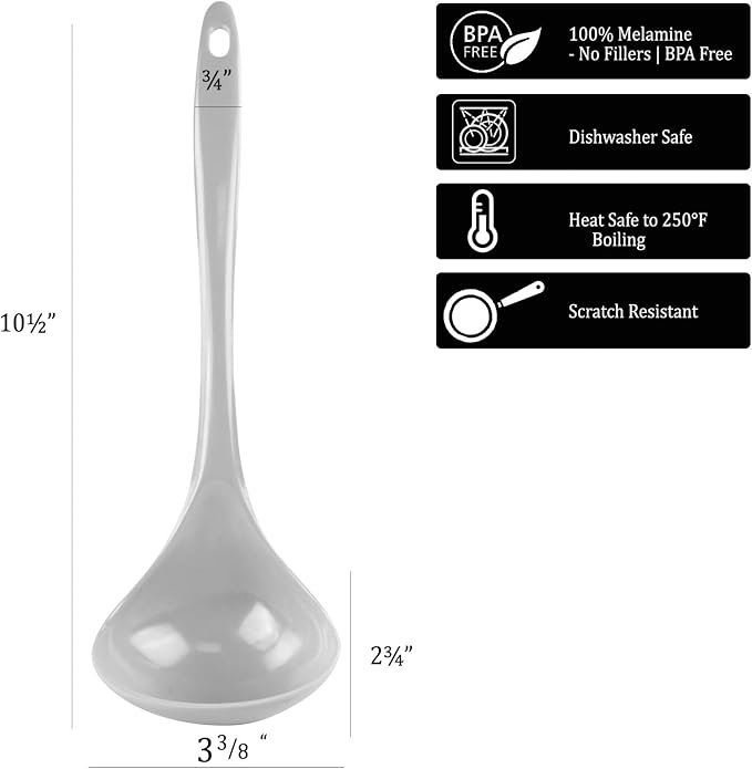 Reston Lloyd Melamine Soup Ladle Kitchen Utensil, Durable BPA-Free Plastic - Image 3