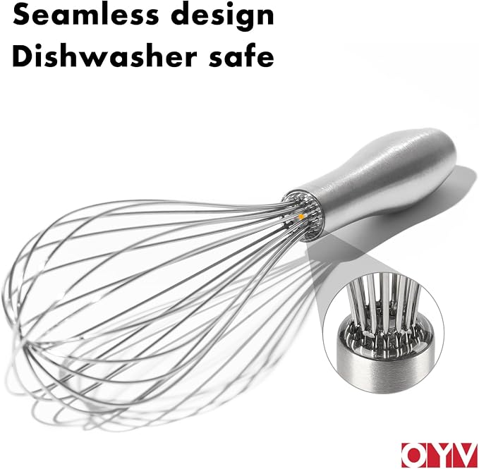 OYV 12" Whisk for Cooking, Ergonomic Handle, Dishwasher Safe 18/10 Stainless - Image 5