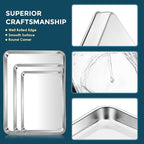 E-far Stainless Steel Baking Sheet Set of 3, 12.4”/10.5” /9.4” Cookie Sheet - Image 4