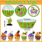 Halloween Cupcake Liners with Toppers Picks, Standard Wrappers Cupcake Disposable Baking Cups Muffin Liners for Halloween Party Decorations Supplies (150 Liners & 150 Toppers) - Image 3