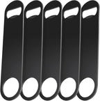 WEGAZ-5 Pack 7inch Black Stainless Steel Flat Beer Bottle Opener, Stainless by WEGAZ