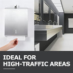 Paper Towel Dispenser Wall Mount Commercial, Brushed Stainless Steel & - Image 6