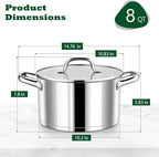 P&P CHEF 8 Quarts Cooking Stock Pot - Image 2