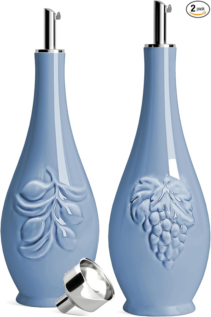 HOMBENE Porcelain Oil and Vinegar Dispenser, 16oz Oil Dispenser by HOMBENE