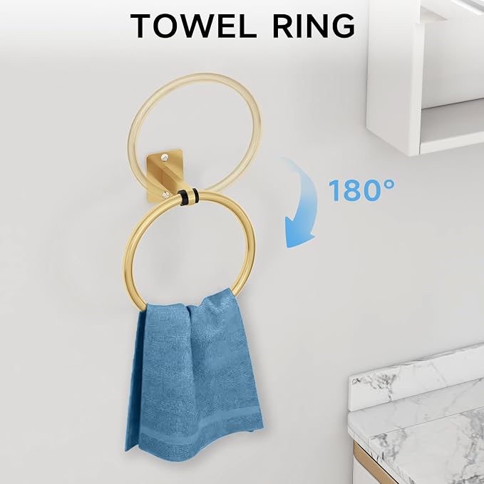 Bathroom Accessories Set, KLJKPA 4 Pieces Gold Bathroom Hardware Set, 24 inch - Image 3