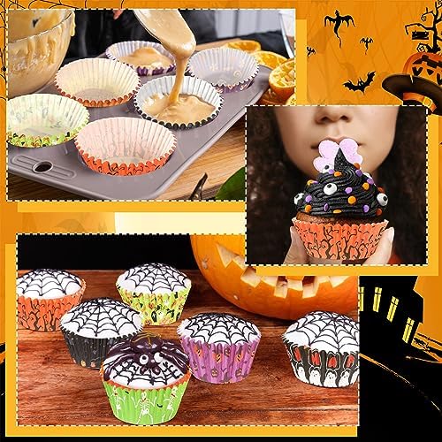 SANNIX 450pcs Halloween Cupcake Liners, Ghost Pumpkin Baking Cups Standard - Image 4