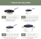 Nuwave 7pc Cookware Set Healthy Duralon Blue Ceramic Nonstick Coated, Diamond - Image 2
