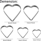Love Heart Cookie Cutter Set Pack of 5 Valentines Day Heart Biscuit Cutter - Image 2
