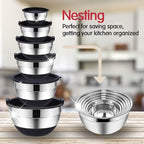 Rottay Mixing Bowls Set with Airtight Lids, Nesting Bowls with 3 Grater - Image 3