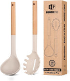 Silicone Pasta Fork and Ladle Spoon Set by BUNDLEPRO