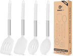 Pack of 4 Silicone Cooking Utensils Set, Non Stick Large Solid Spatulas by BUNDLEPRO
