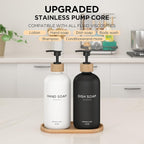 Hand and Dish Soap Dispenser Set, 16oz Glass Bottles - Image 3