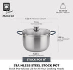 BRA COOKWARE Master Stainless Steel Stock Pot w/Glass Lid | 8 Inch 2.4 Quart - Image 2
