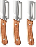3 Pcs Multifunctional Vegetable Peeler, Wooden Handle, Stainless Steel Blade by Unknown