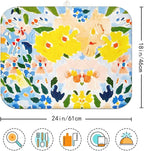 Blue and Yellow Floral Large Dish Drying Mats, Reversible Dish Drying Pads - Image 7