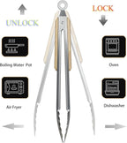 12 & 16 Inch Food Tongs Set, Food Grade Stainless Steel Kitchen Tongs - Image 5