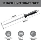 Knife Sharpener Rod, 13 Inch Carbon Steel Honing Steel - Image 3