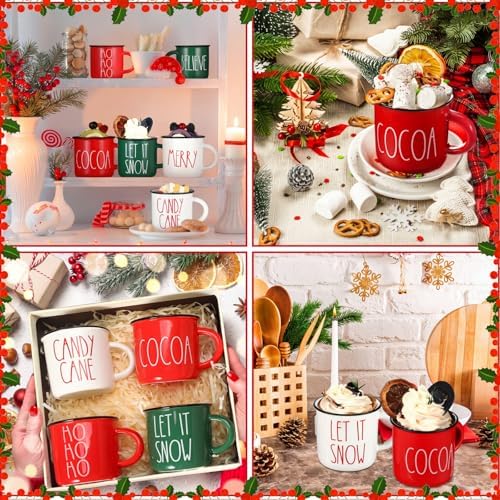 6 Pcs Christmas Mini Coffee Mugs Red White Hot Cocoa Coffee Cups - Image 7