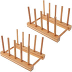 YWSHF 2 PCS Bamboo Wooden Dish Rack Dishes Drainboard Drying Drainer Storage by YWSHF