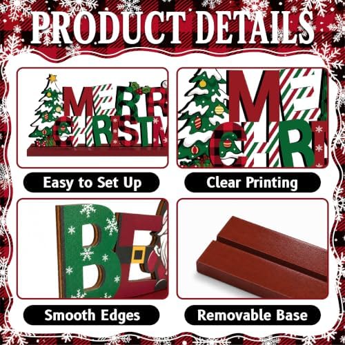 3 Pcs Christmas Table Decorations, Wooden Christmas Decor Indoor - Image 4
