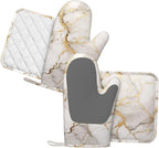 Oven Mitts and Pot Holders Marble Gray Gold White Silicone Kitchen Accessories - Image 2