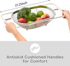 AJIODA Over The Sink Colander, 6 Quarts Stainless Steel Oval Colander - Image 2