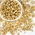 Edible Gold Sprinkles for Cake Decorating,Pearls Stars Rods Sugar Sprinkle by Sugarzy