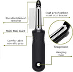 Swivel Vegetable Peeler with Non-Slip Ergonomic Handle, Rust-Proof Steel Blades - Image 3
