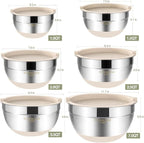 Umite Chef Mixing Bowls with Airtight Lids, 6 piece Stainless Steel Metal - Image 6
