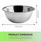 OCS Parts 5 Quart Mixing Bowls | Set of 4 | 11.25-Inch Stainless Steel - Image 2